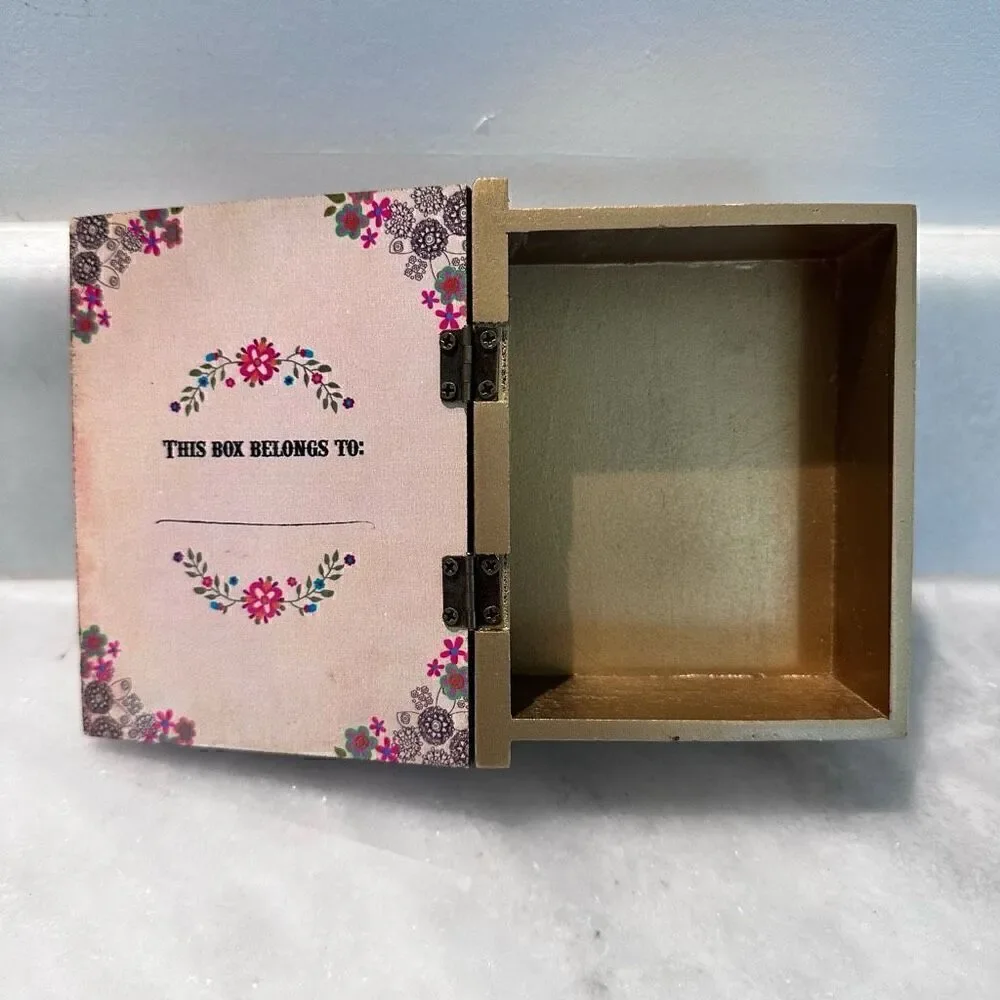 Francesca Statement Wooden Box Storage Sister Gift Ideas Pink 4''x5''x2''